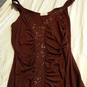 Brown beaded sleeveless women's top